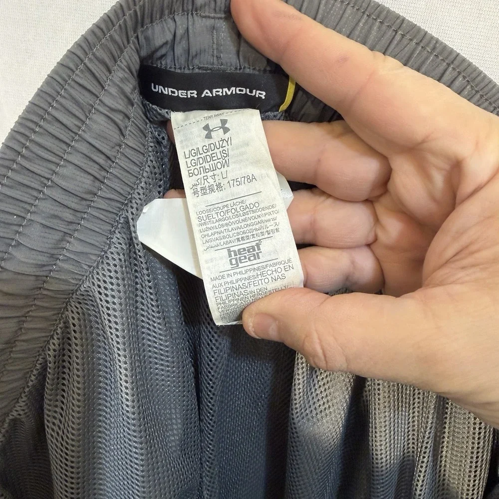 Under Armour Mesh Lined Pants Gray Men's L‎ Zip Ankles Drawstring Athletic Pants